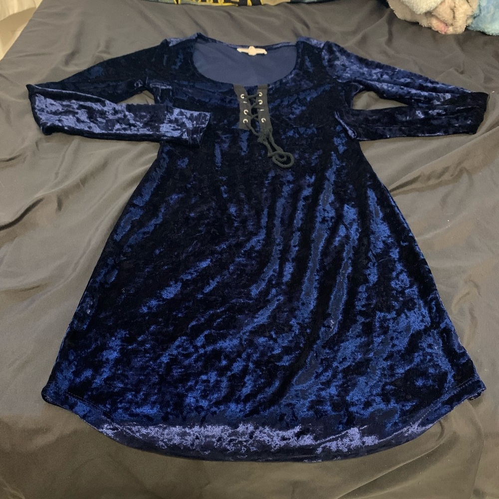 Blue Velvet Dress for Kids